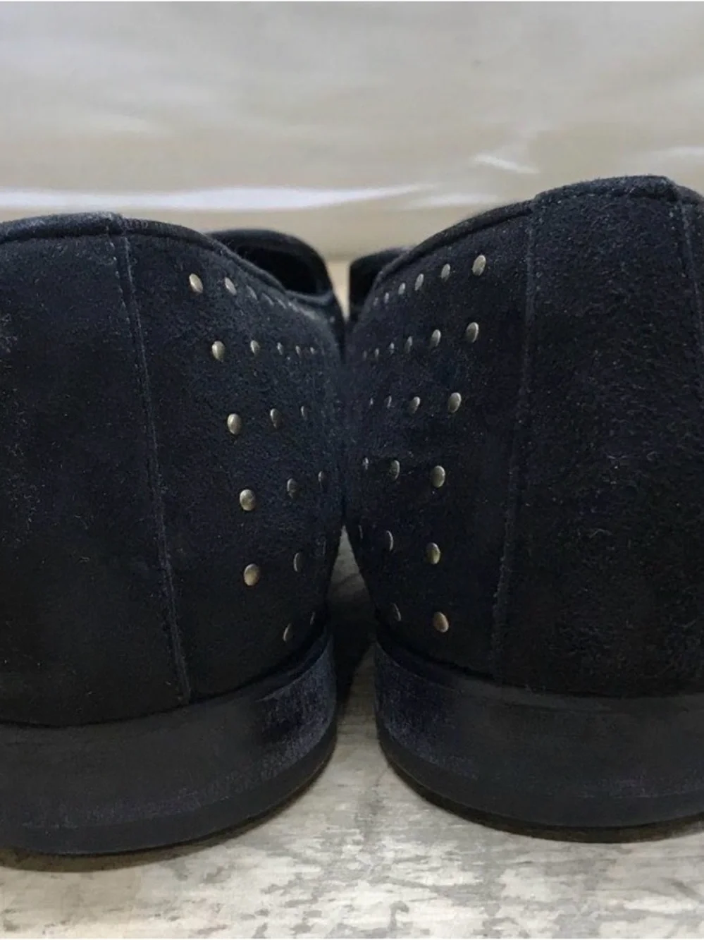 Roberto Cavalli Black Velvet Studded Slip-On Loafers with Gold Emblem Size 10 US